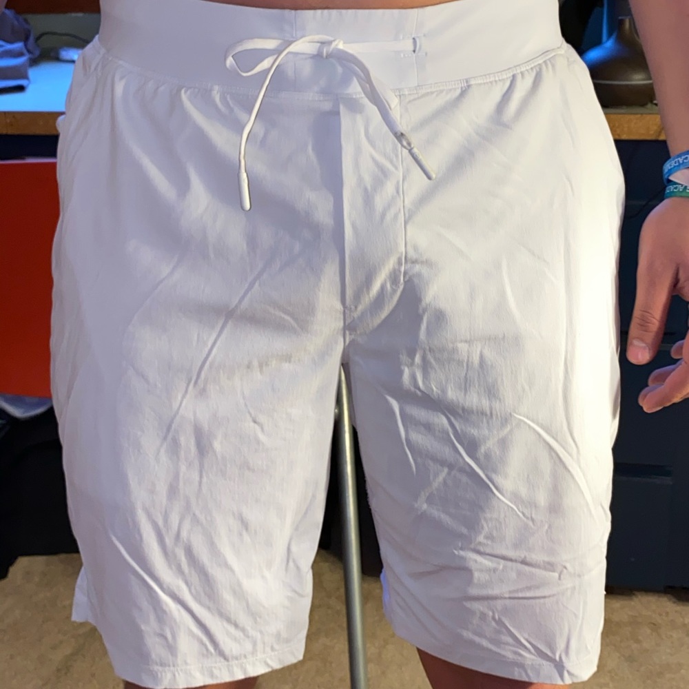 White Lululemon athletic shorts